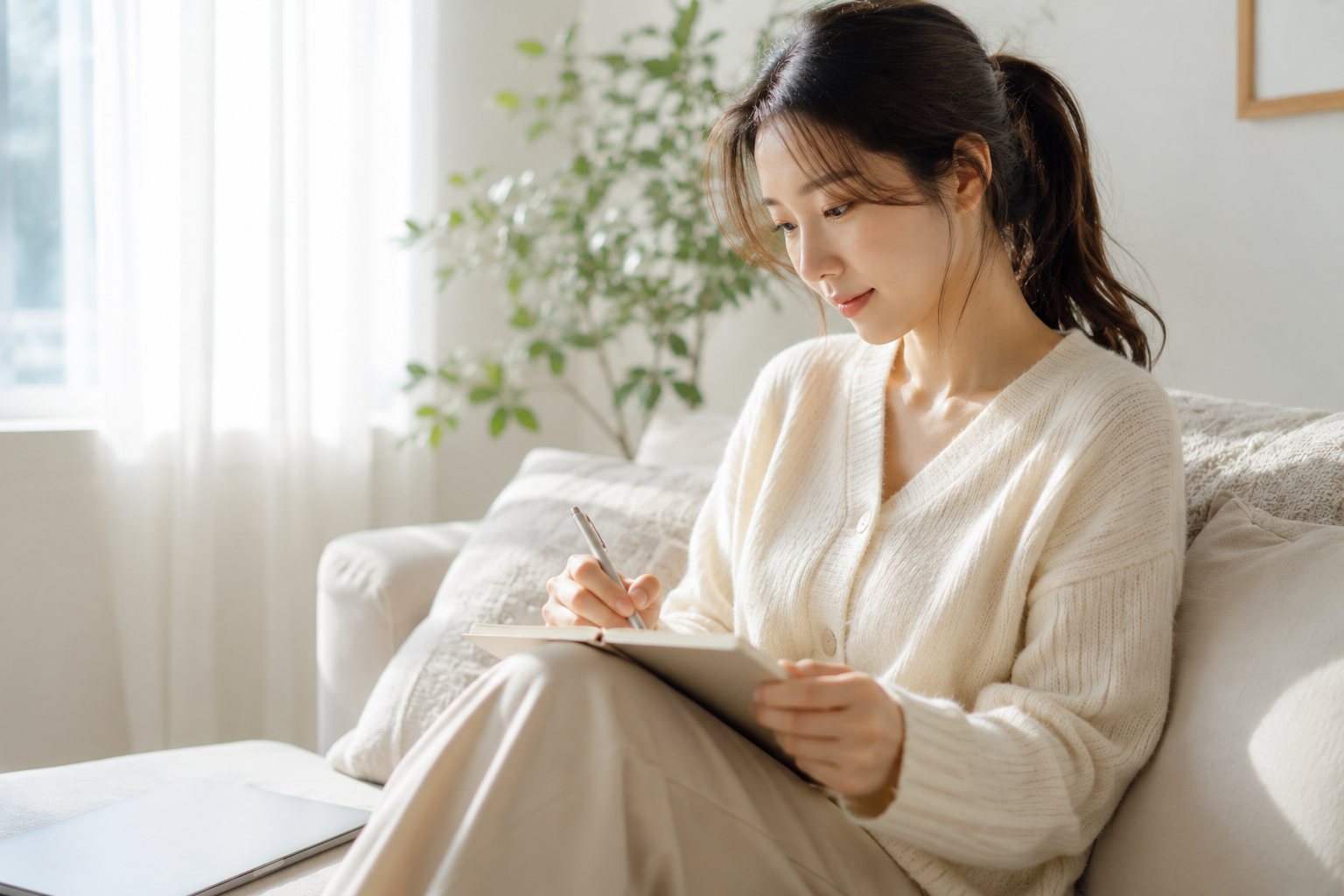 수첩과 펜이 놓인 책상